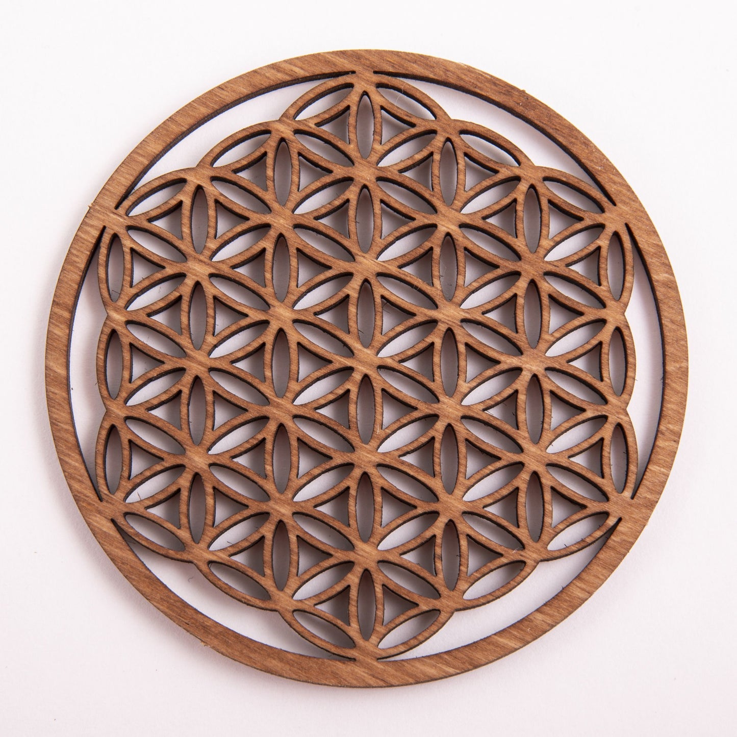 Fleur de Vie 9 cm, marron foncé en bois