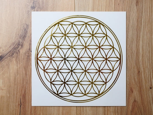 Autocollant fleur de vie - doré - 20cm