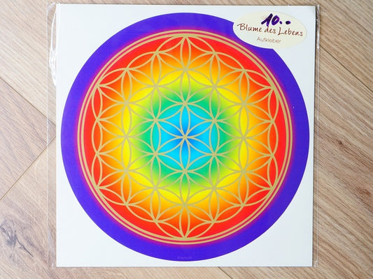 Autocollant fleur de vie - arc-en-ciel - 20cm
