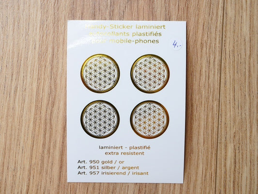 Autocollant fleur de vie pour téléphone - doré - pack de 4