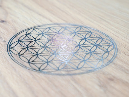 Autocollant fleur de vie - argenté - 7cm