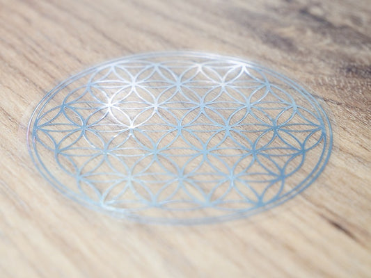 Autocollant fleur de vie - argenté - 6cm