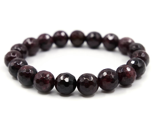 Bracelet en grenat pyrope - 10mm facetté
