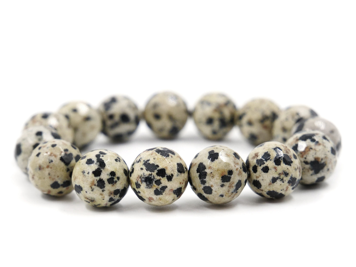 Bracelet en jaspe dalmatien (aplite ou porphyrite) - 12mm facetté