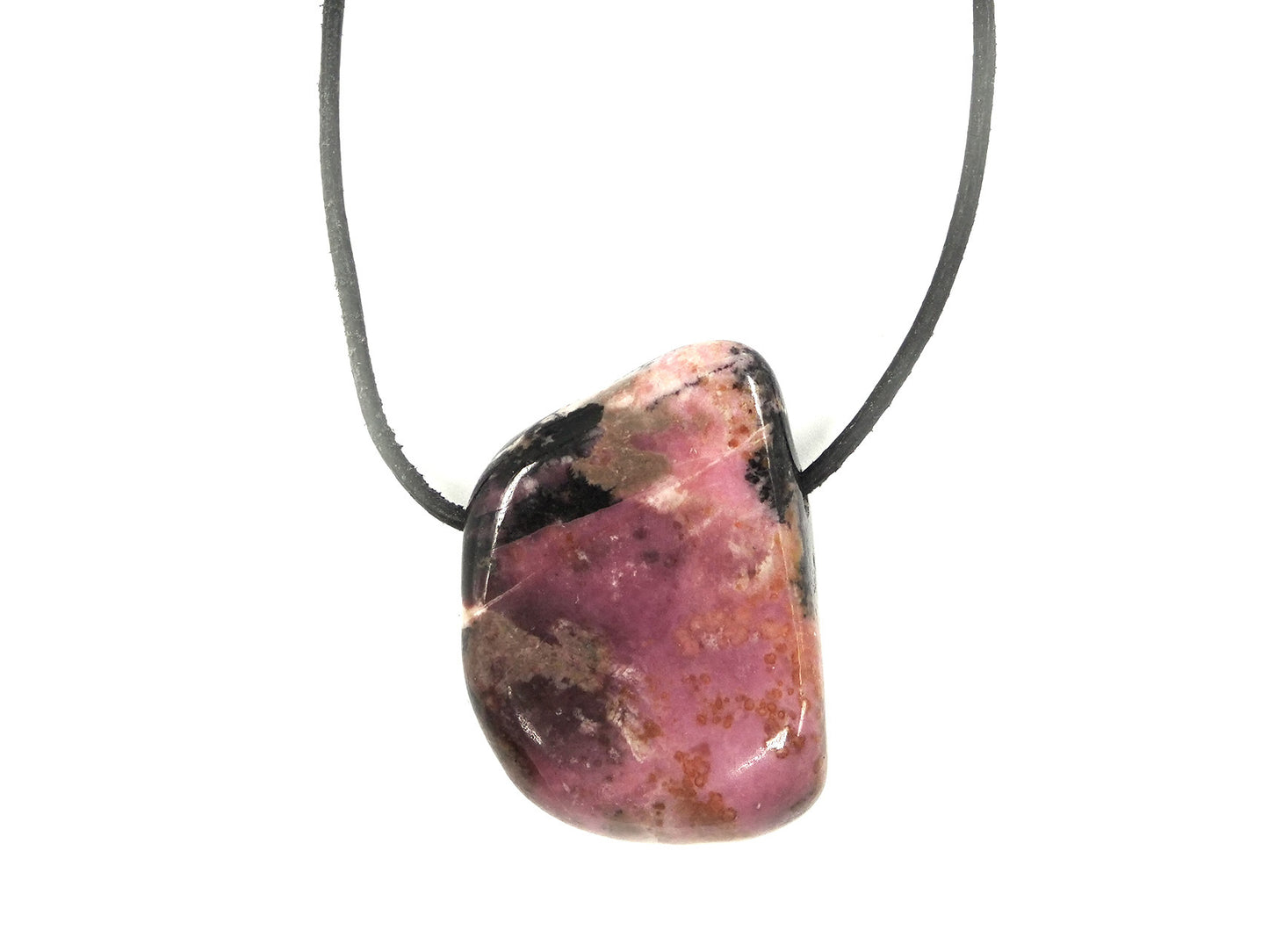 Rhodonite suisse - Pendentif pierre percée