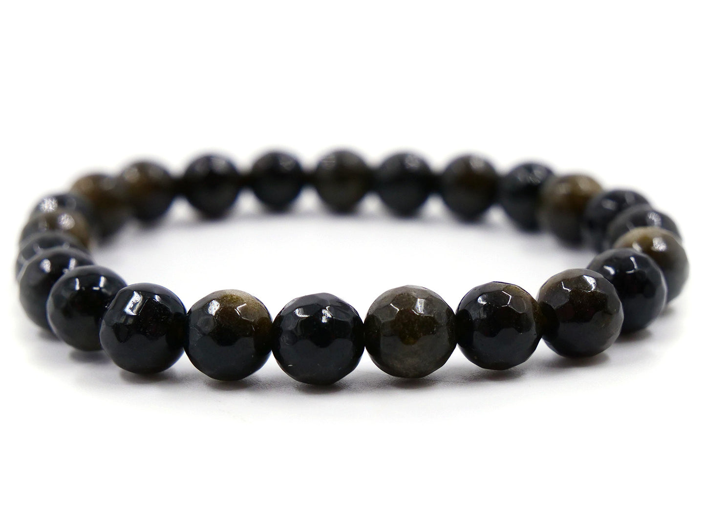 Bracelet en obsidienne dorée - 8mm facetté