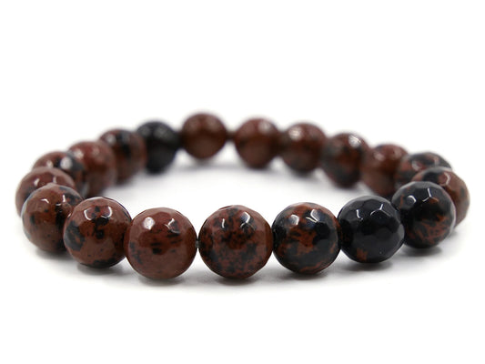 Bracelet en obsidienne acajou (mahogany) - 10mm facetté