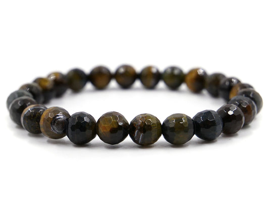 Bracelet en oeil de faucon et oeil de tigre - 8mm facetté