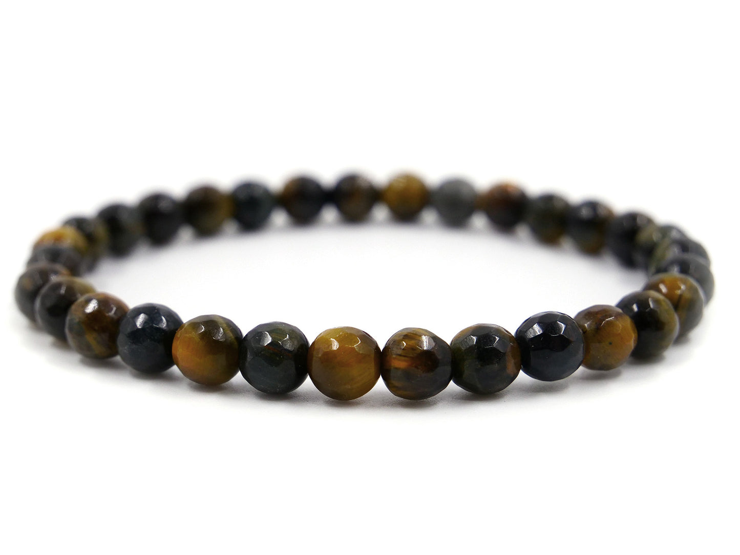 Bracelet en oeil de faucon et oeil de tigre - 6mm facetté