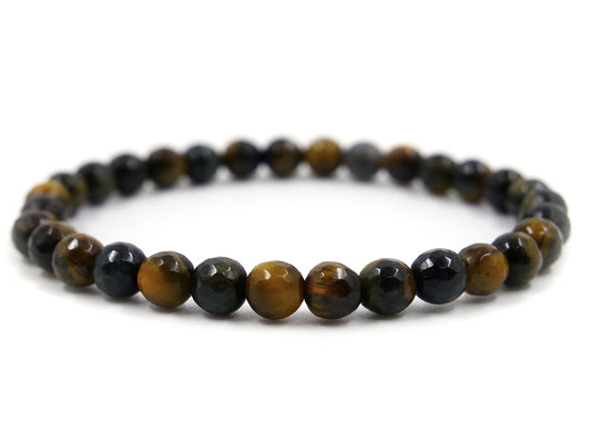 Bracelet en oeil de faucon et oeil de tigre - 6mm facetté