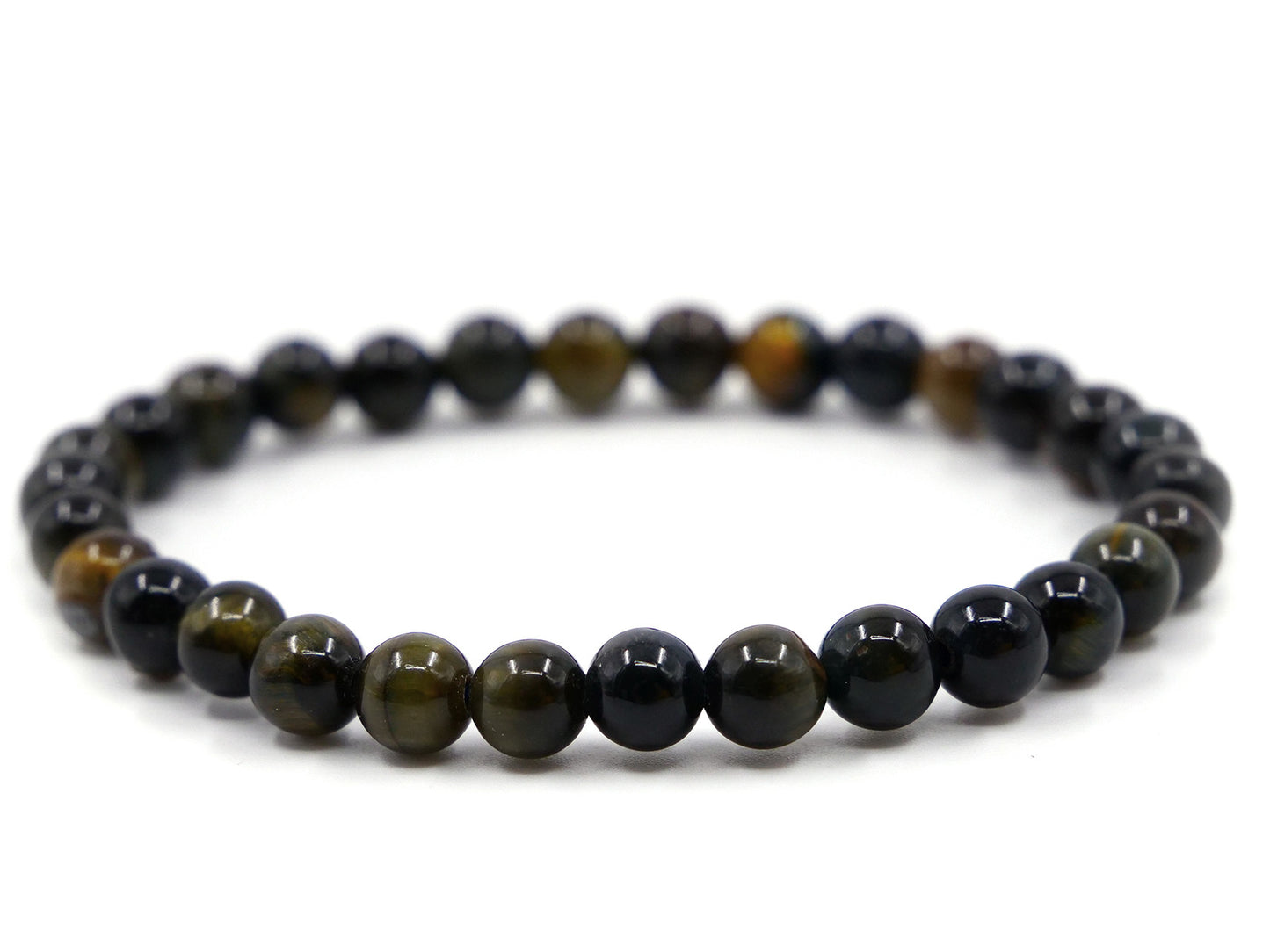 Bracelet en oeil de faucon et oeil de tigre - 6mm