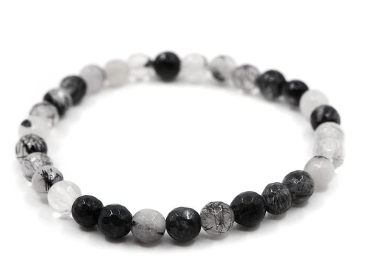Bracelet en quartz tourmaline - 6mm facetté