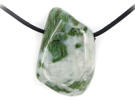 Smaragdite / Gabbro de l'Allalin de Suisse - Pendentif pierre percée