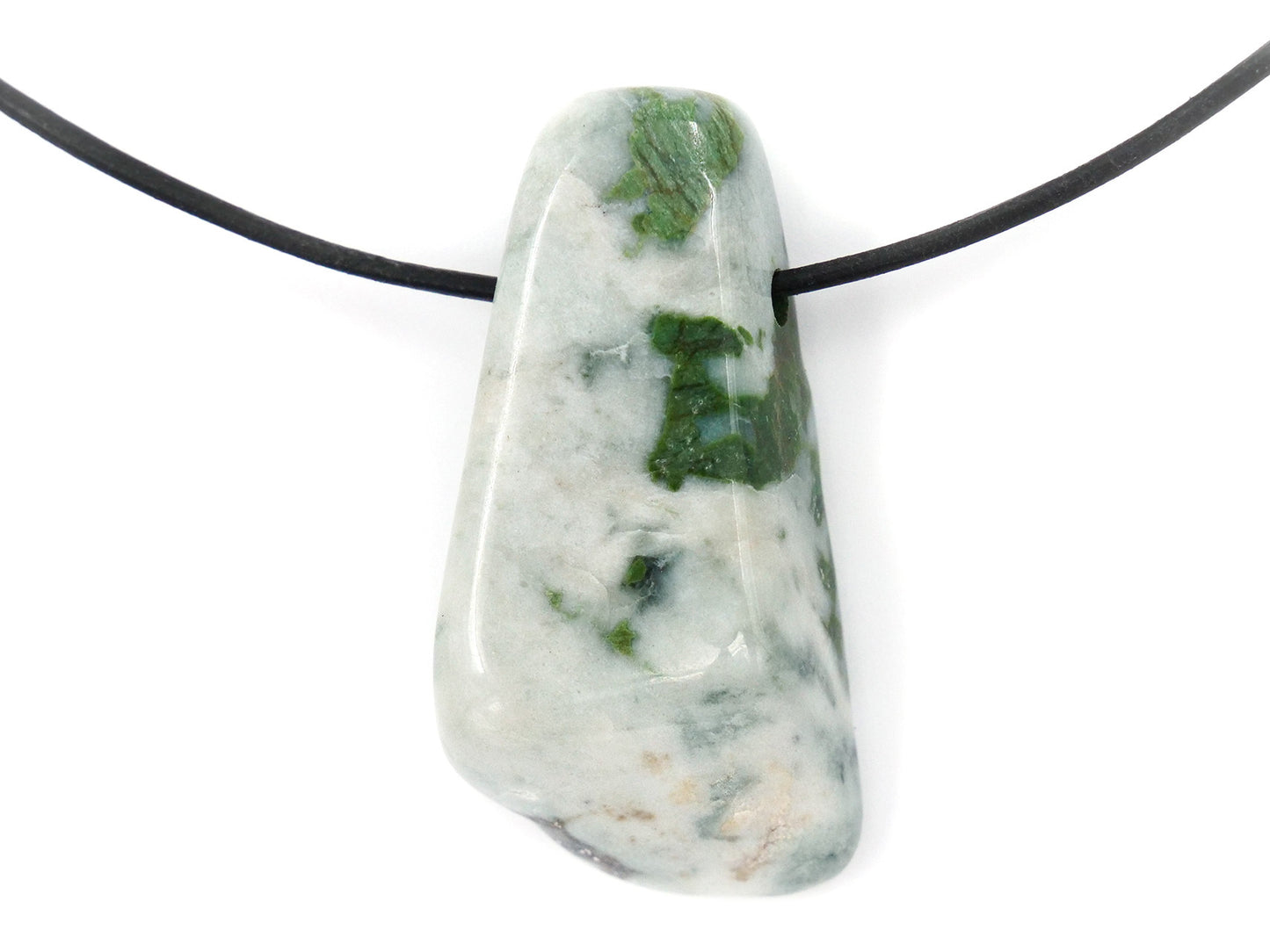 Smaragdite / Gabbro de l'Allalin de Suisse - Pendentif pierre percée