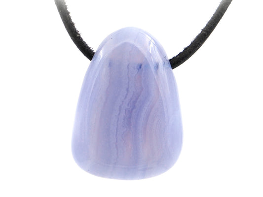 Calcédoine bleue rubanée - Pendentif pierre percée