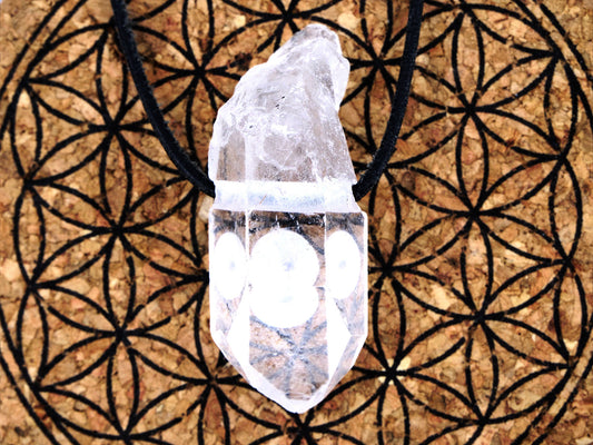 Pointe de cristal de roche (quartz) - Pendentif pierre percée