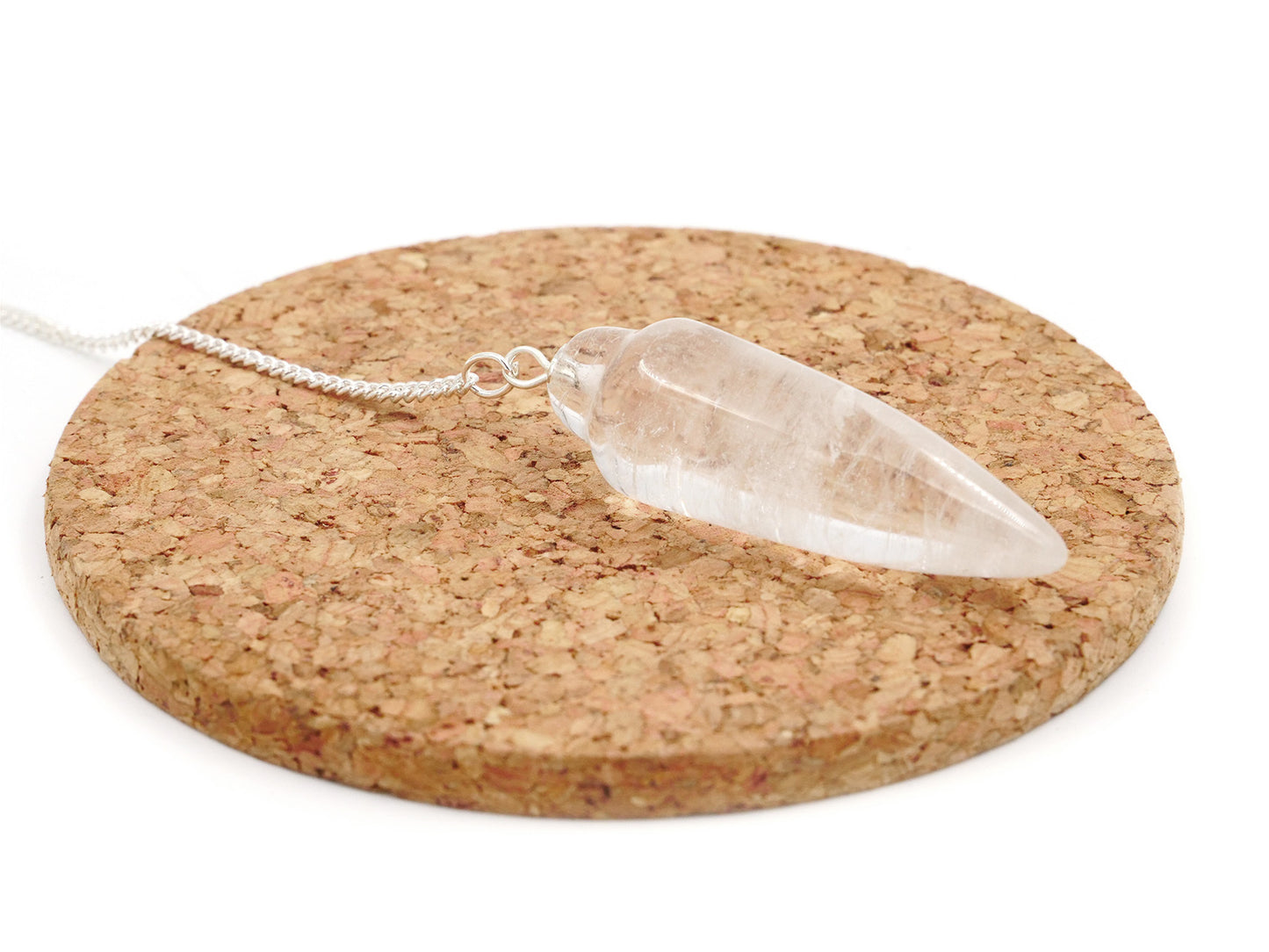 Cristal de roche (quartz) - Pendule en pierre fine