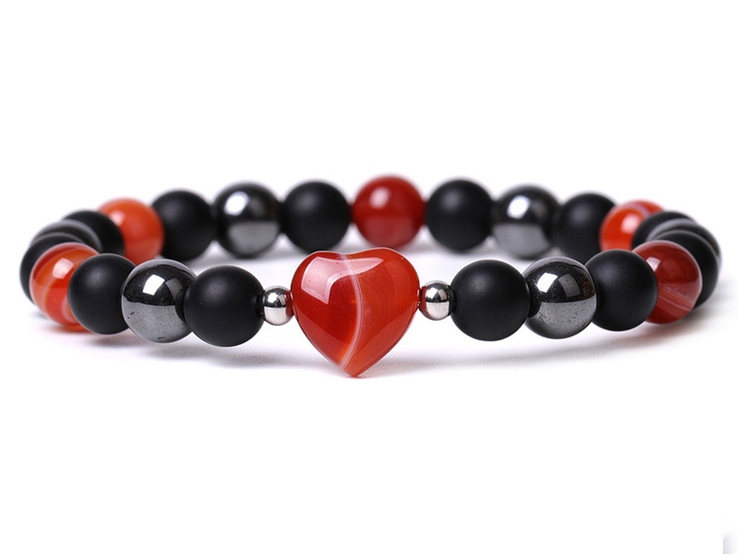 Bracelet coeur en cornaline - 8mm