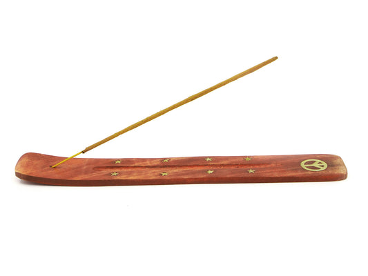 Porte-encens bois de manguier et laiton - Peace