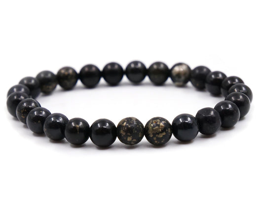 Bracelet en ardoise avec pyrite - 8mm