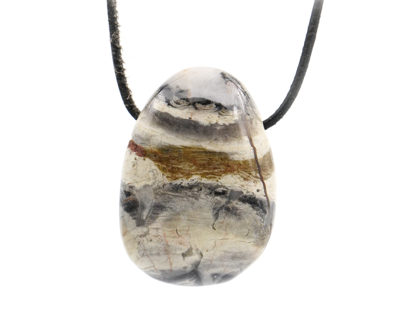 Jaspe brèche - Pendentif pierre percée