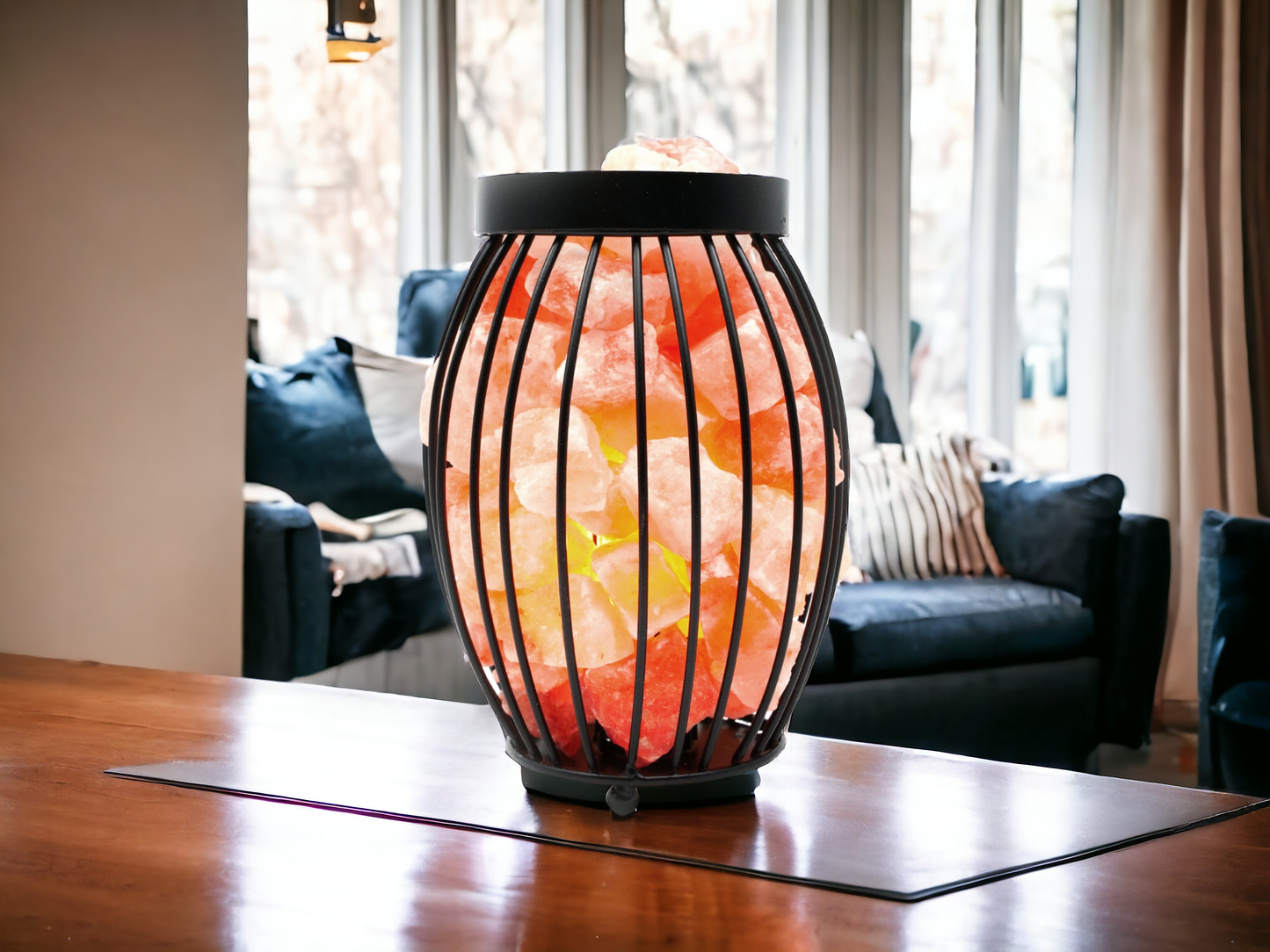 Lampe de sel - Panier en métal