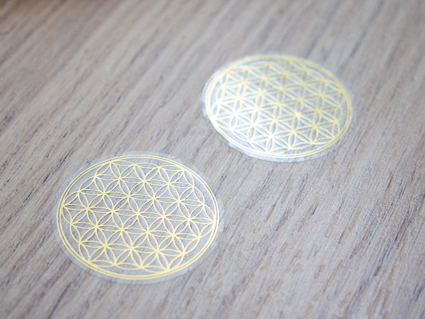 2 Autocollants fleur de vie - doré - 2,7cm