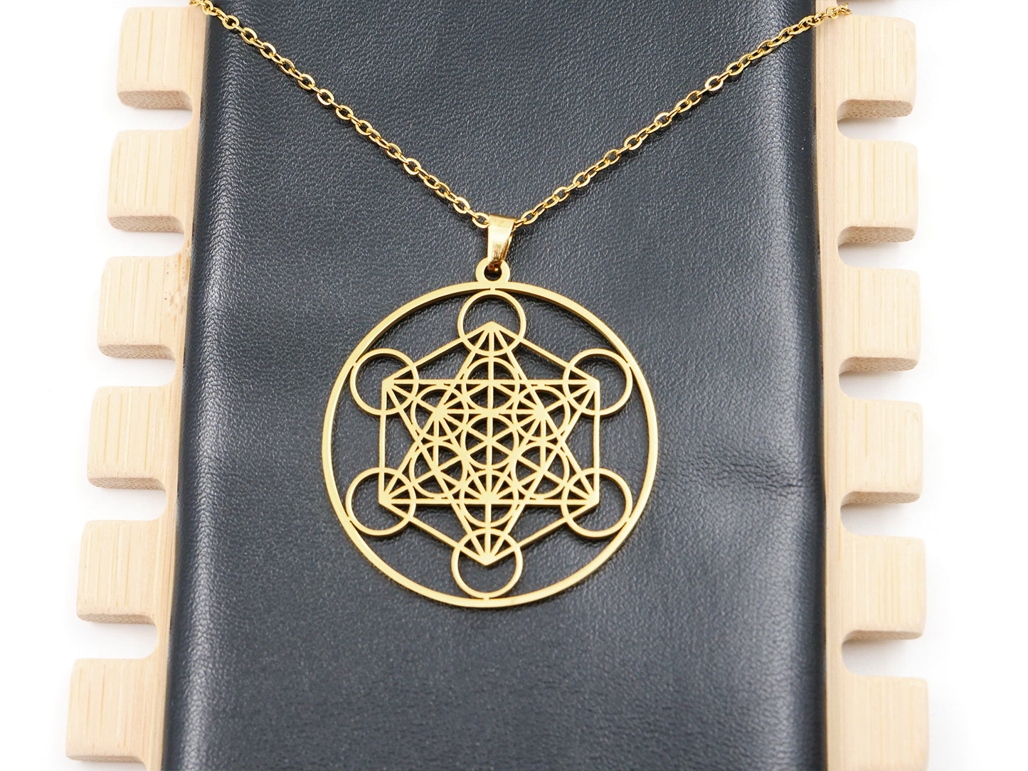 Pendentif Métatron avec chaînette en acier - Doré