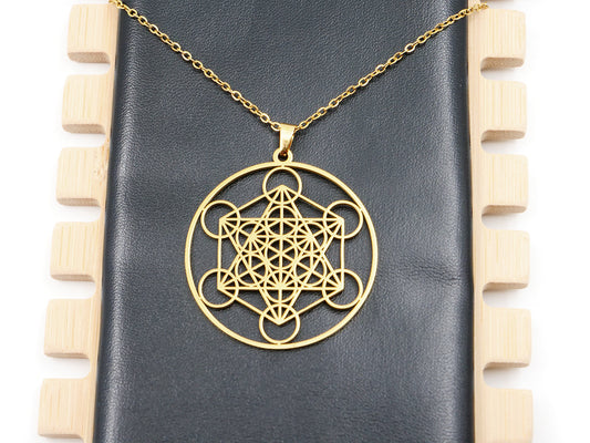 Pendentif Métatron avec chaînette en acier - Doré