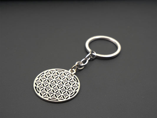 Porte-clés Fleur de Vie en Acier - Argenté