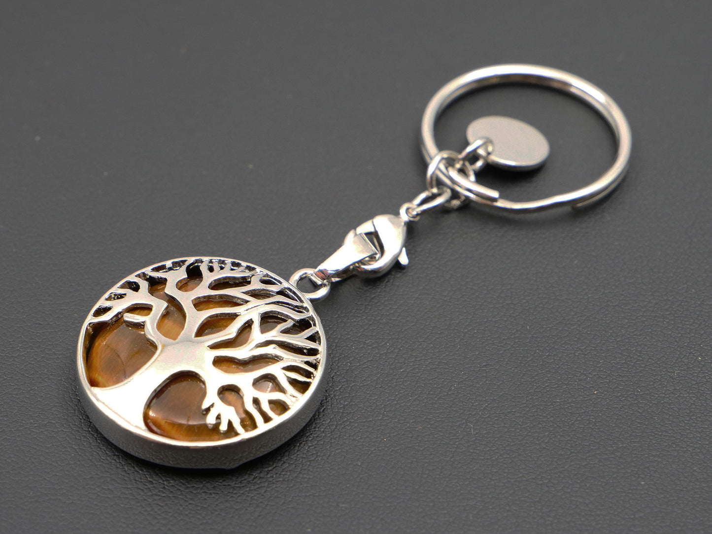 Porte-clés Arbre de vie et oeil de tigre