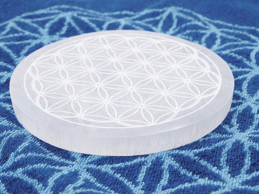 Plaque en sélénite - Fleur de vie