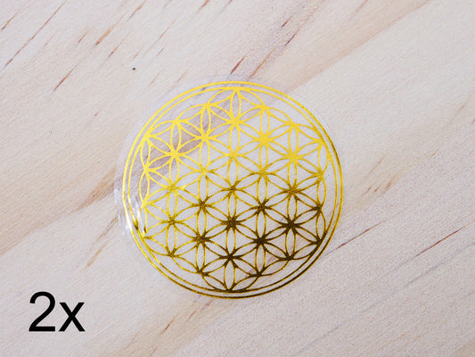 Autocollant fleur de vie pour téléphone - doré - pack de 2