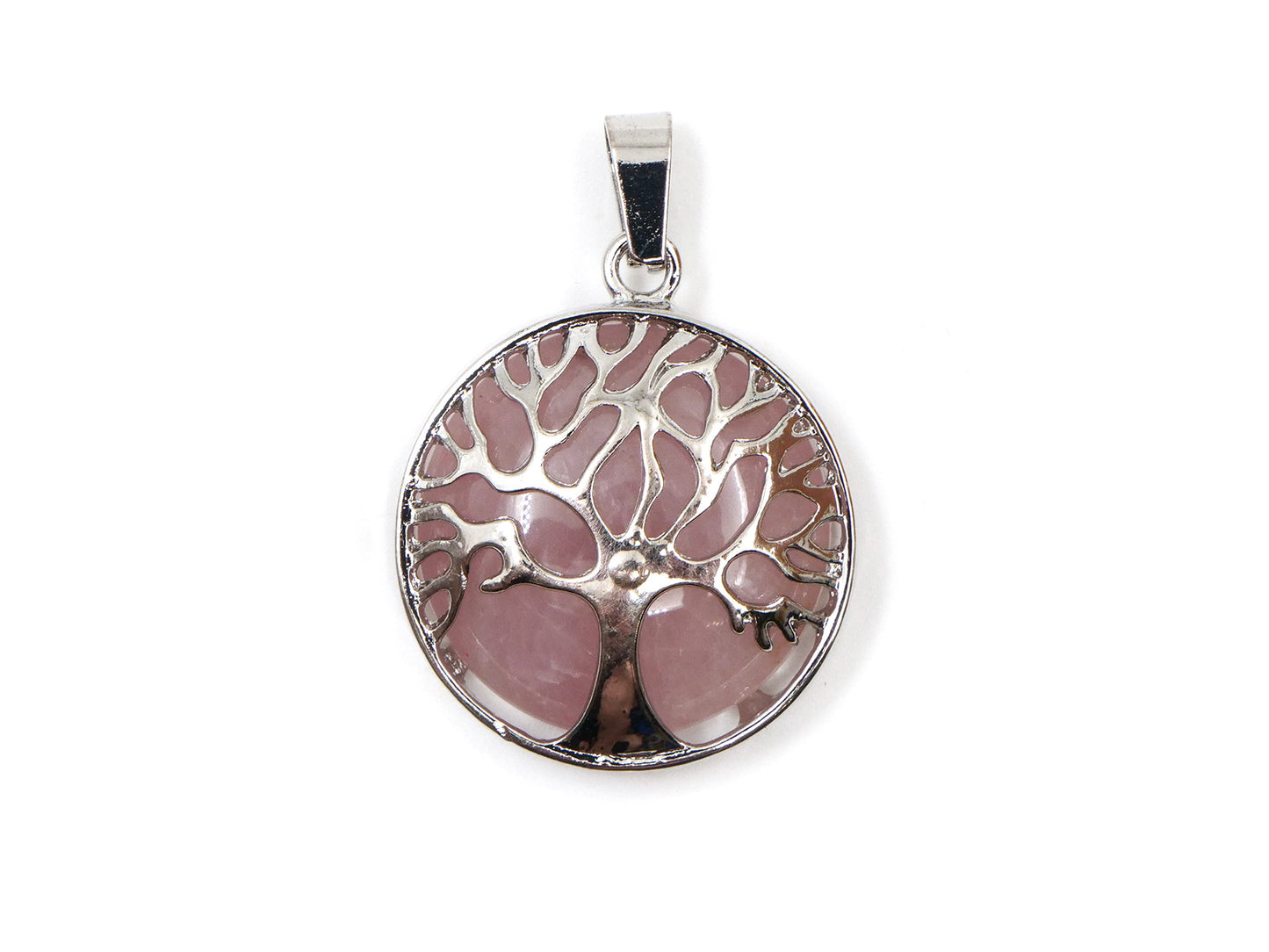 Quartz rose - Pendentif arbre de vie
