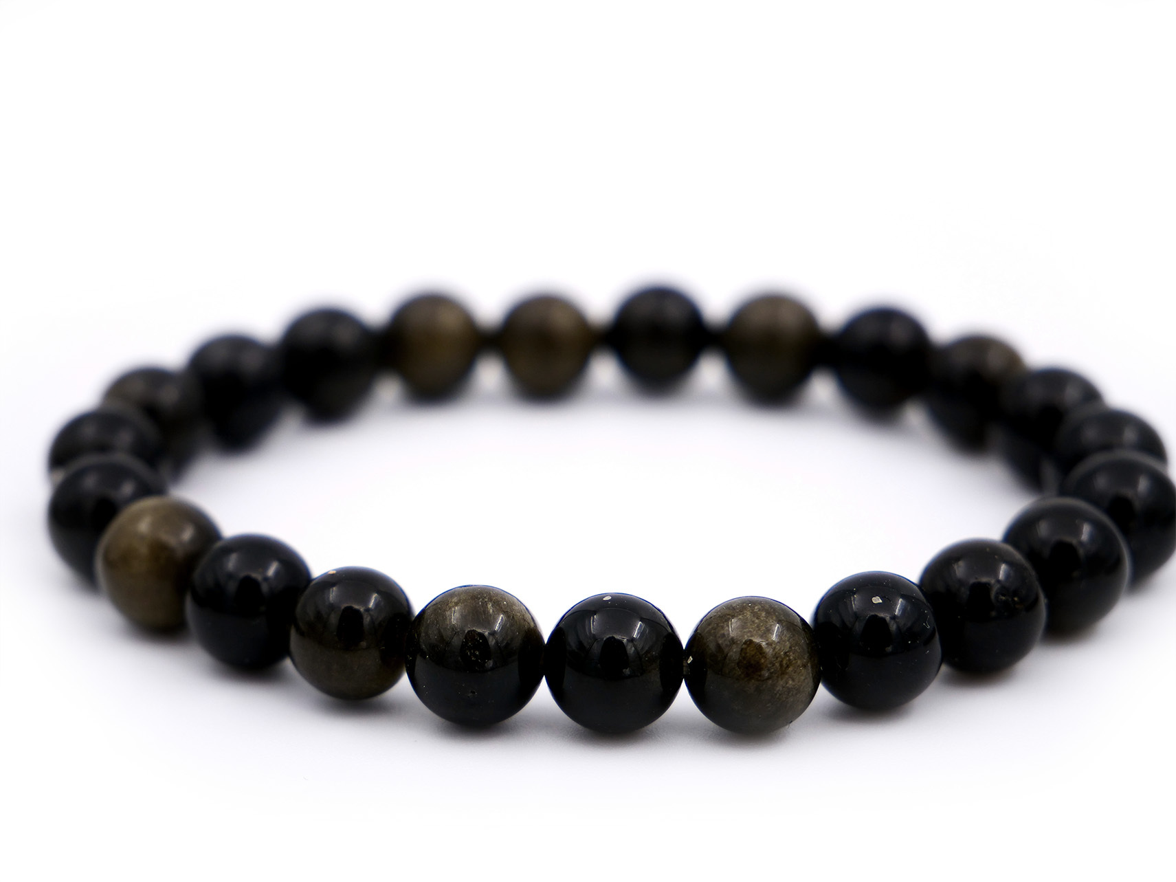 Bracelet en obsidienne dorée - 8mm