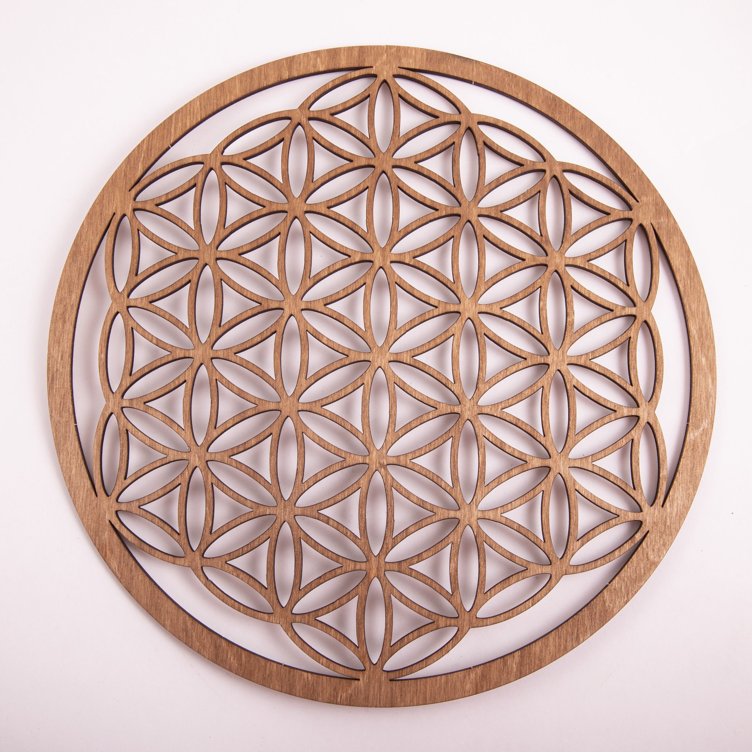 Fleur de Vie 28 cm, marron foncé en bois