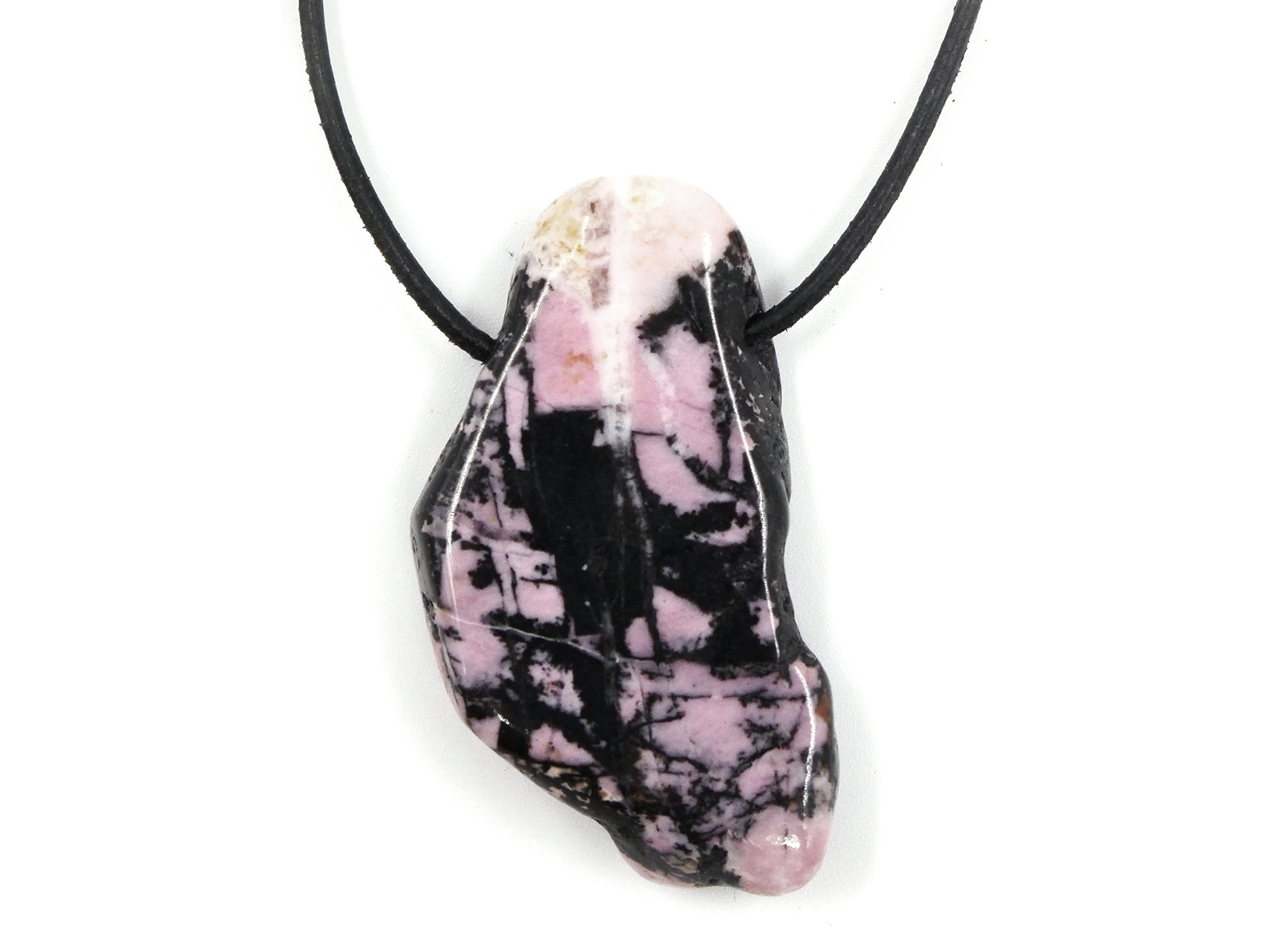 Rhodonite suisse - Pendentif pierre percée