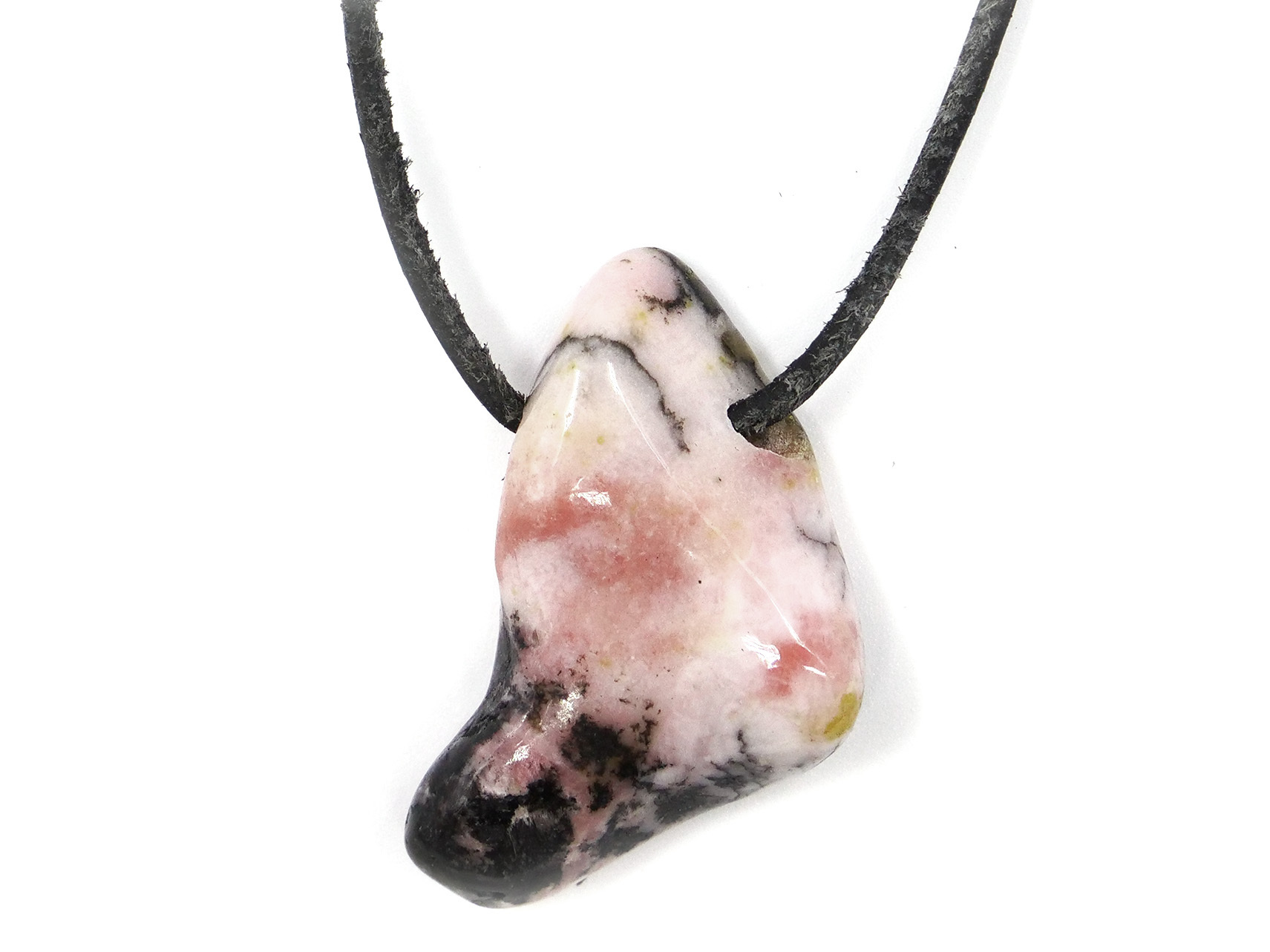 Rhodonite suisse - Pendentif pierre percée