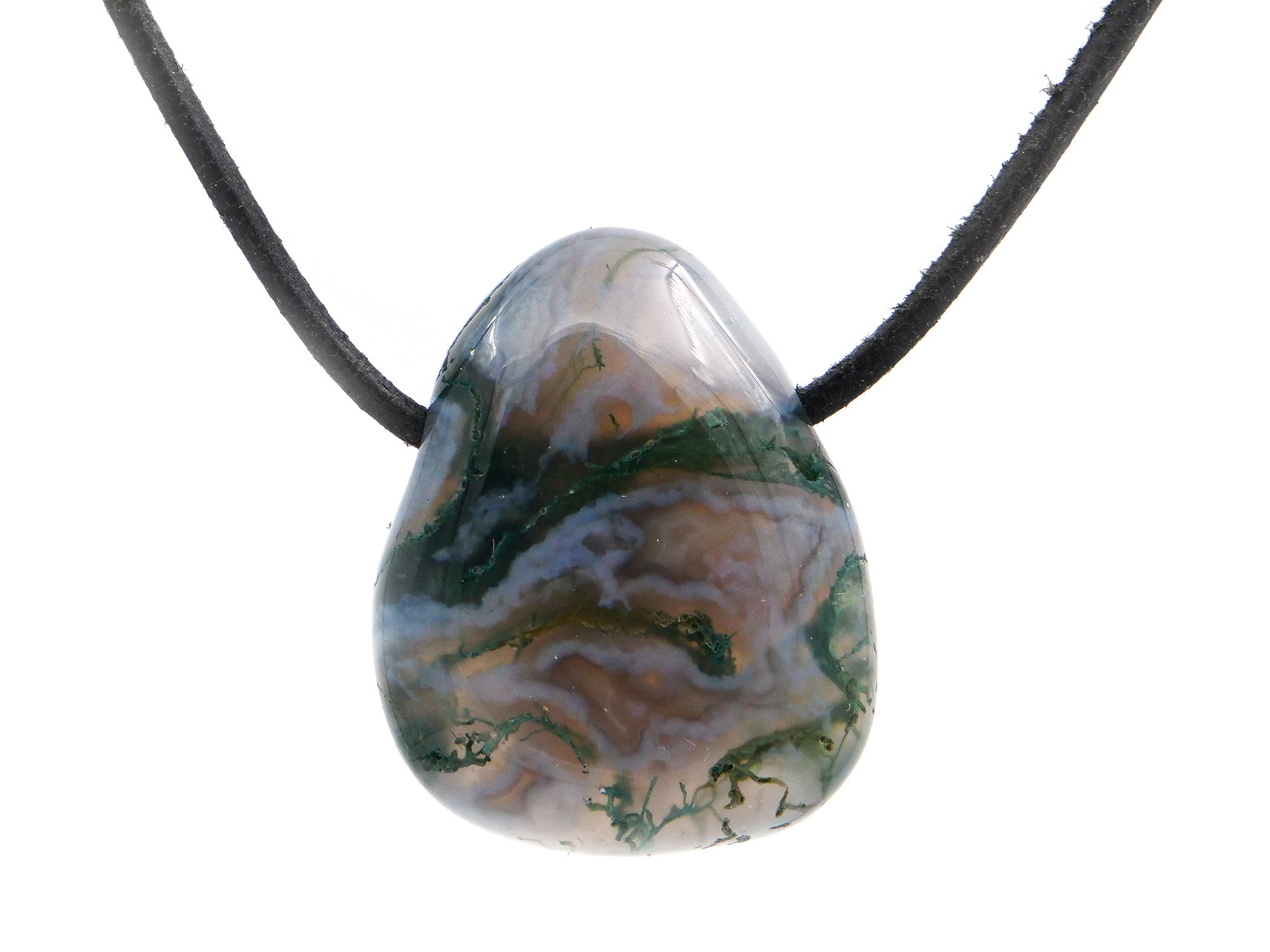 Agate mousse - Pendentif pierre percée