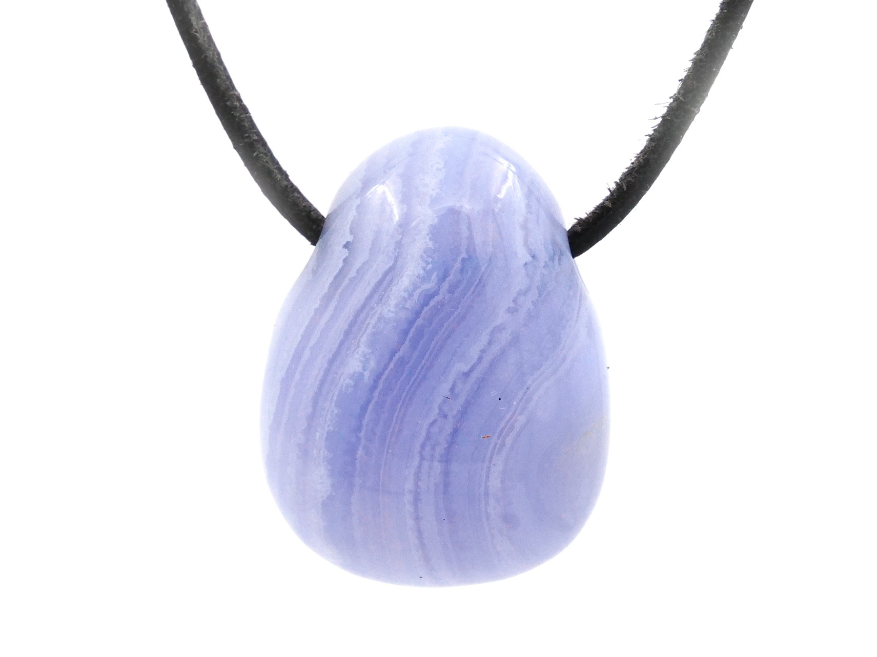 Calcédoine bleue rubanée - Pendentif pierre percée