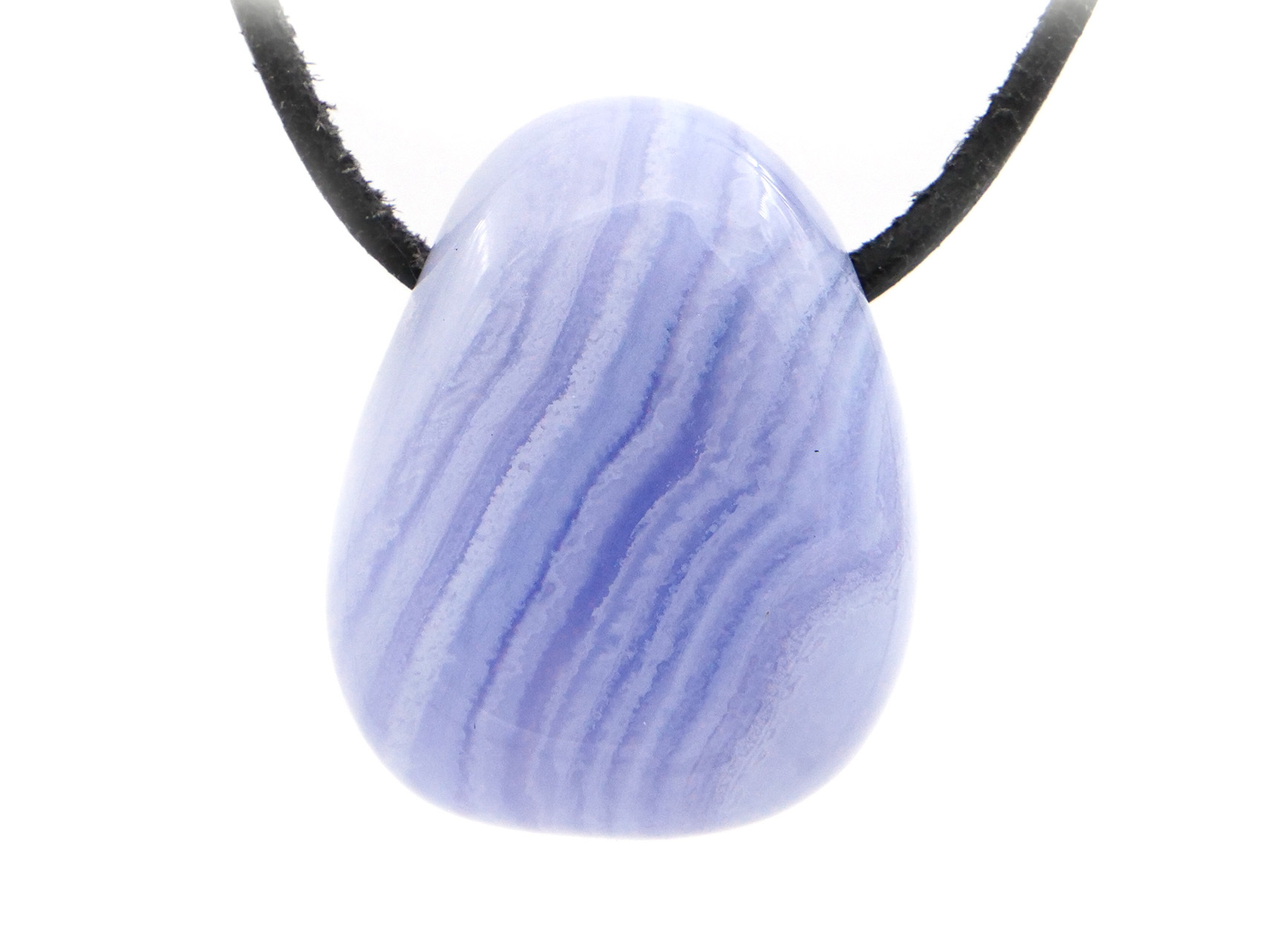 Calcédoine bleue rubanée - Pendentif pierre percée