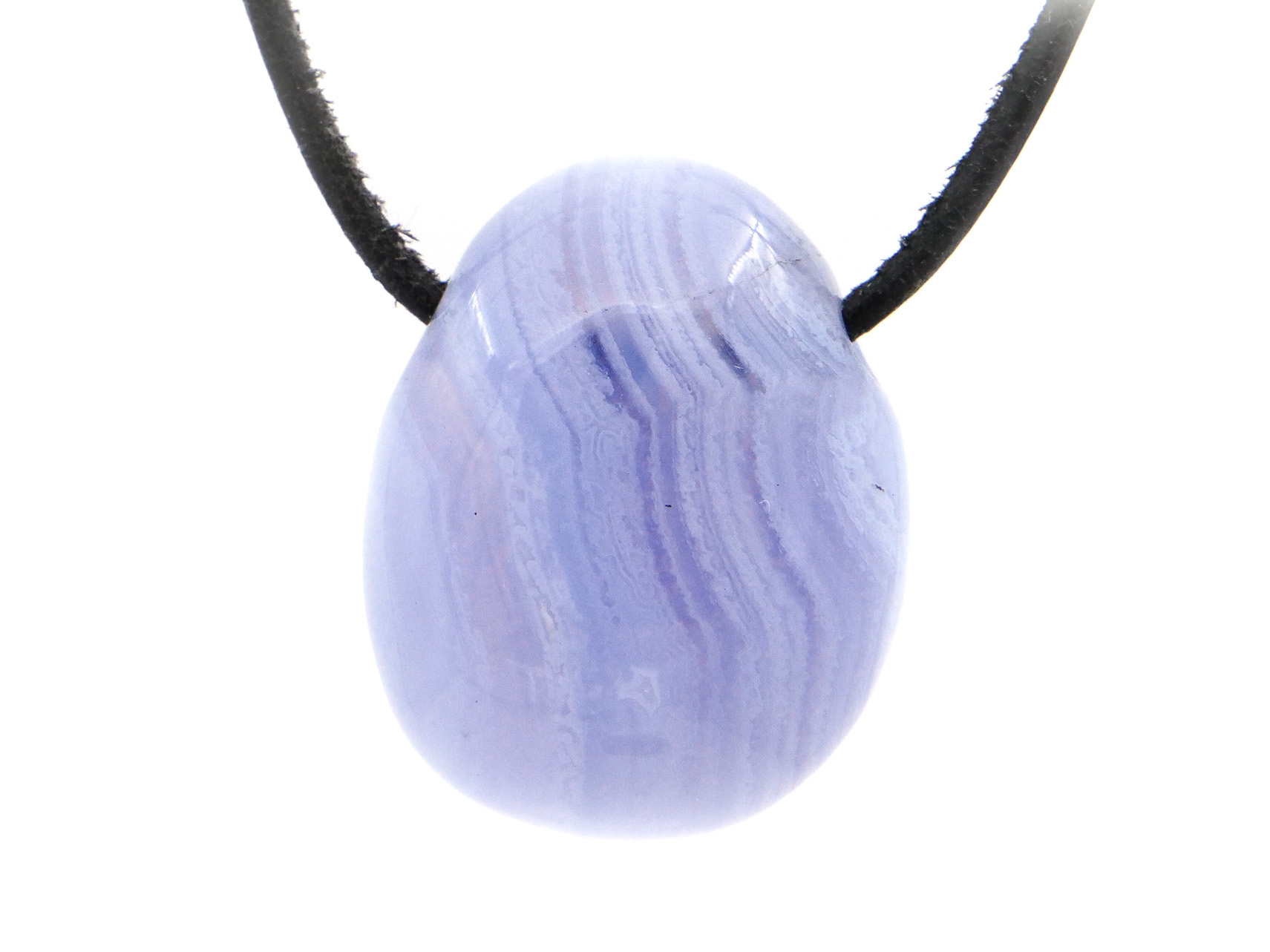 Calcédoine bleue rubanée - Pendentif pierre percée