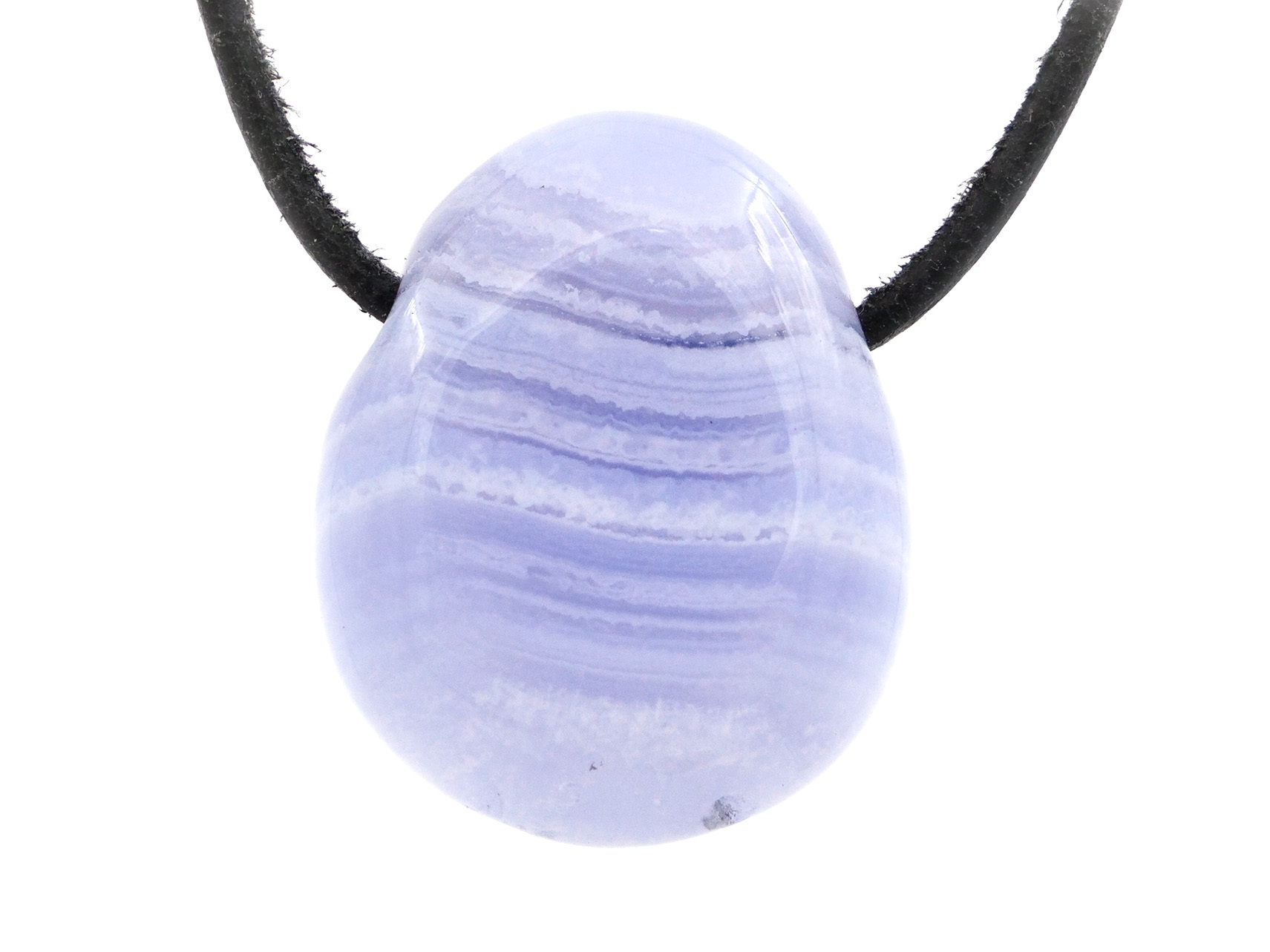 Calcédoine bleue rubanée - Pendentif pierre percée