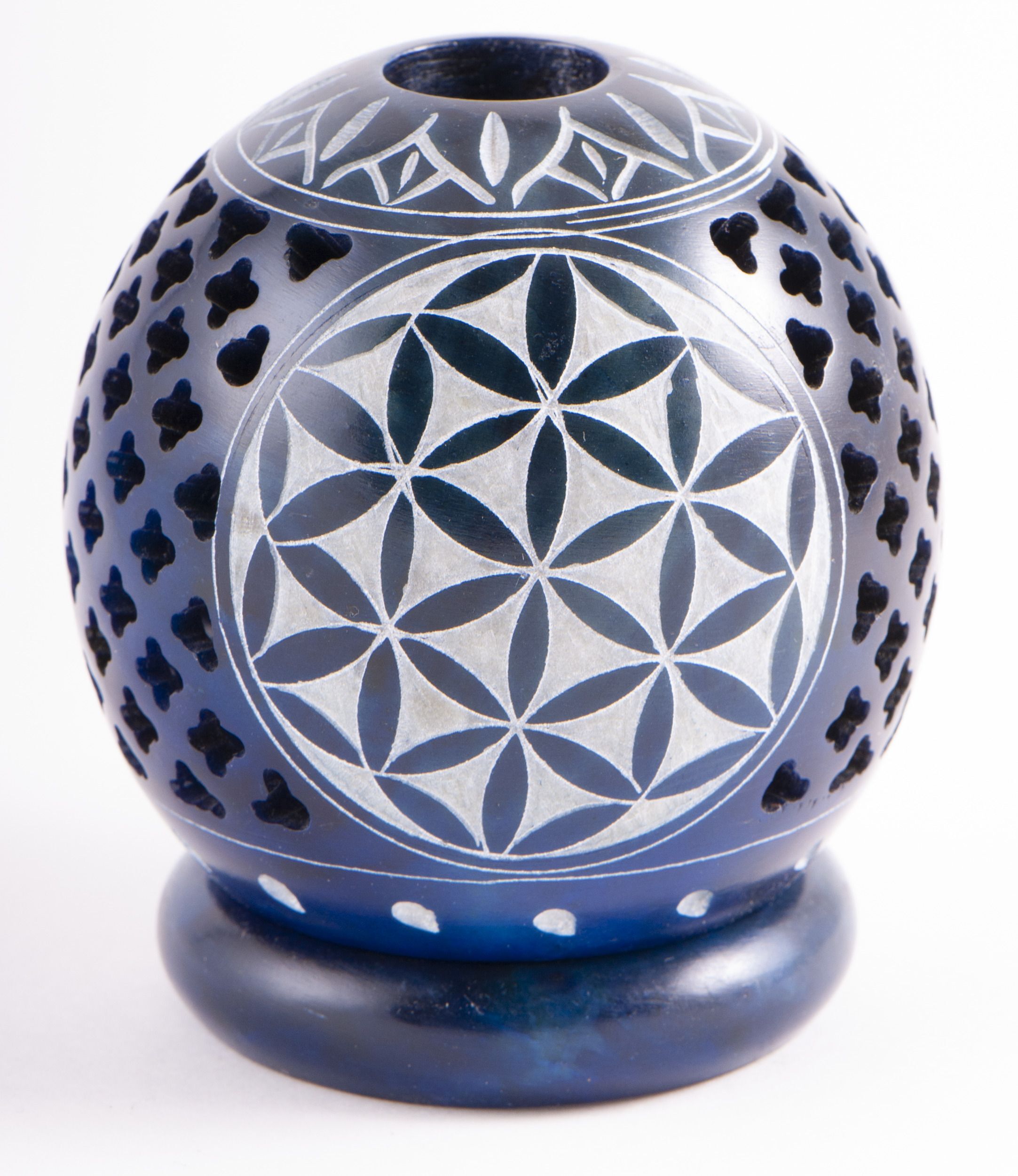 Photophore fleur de vie - bleu foncé