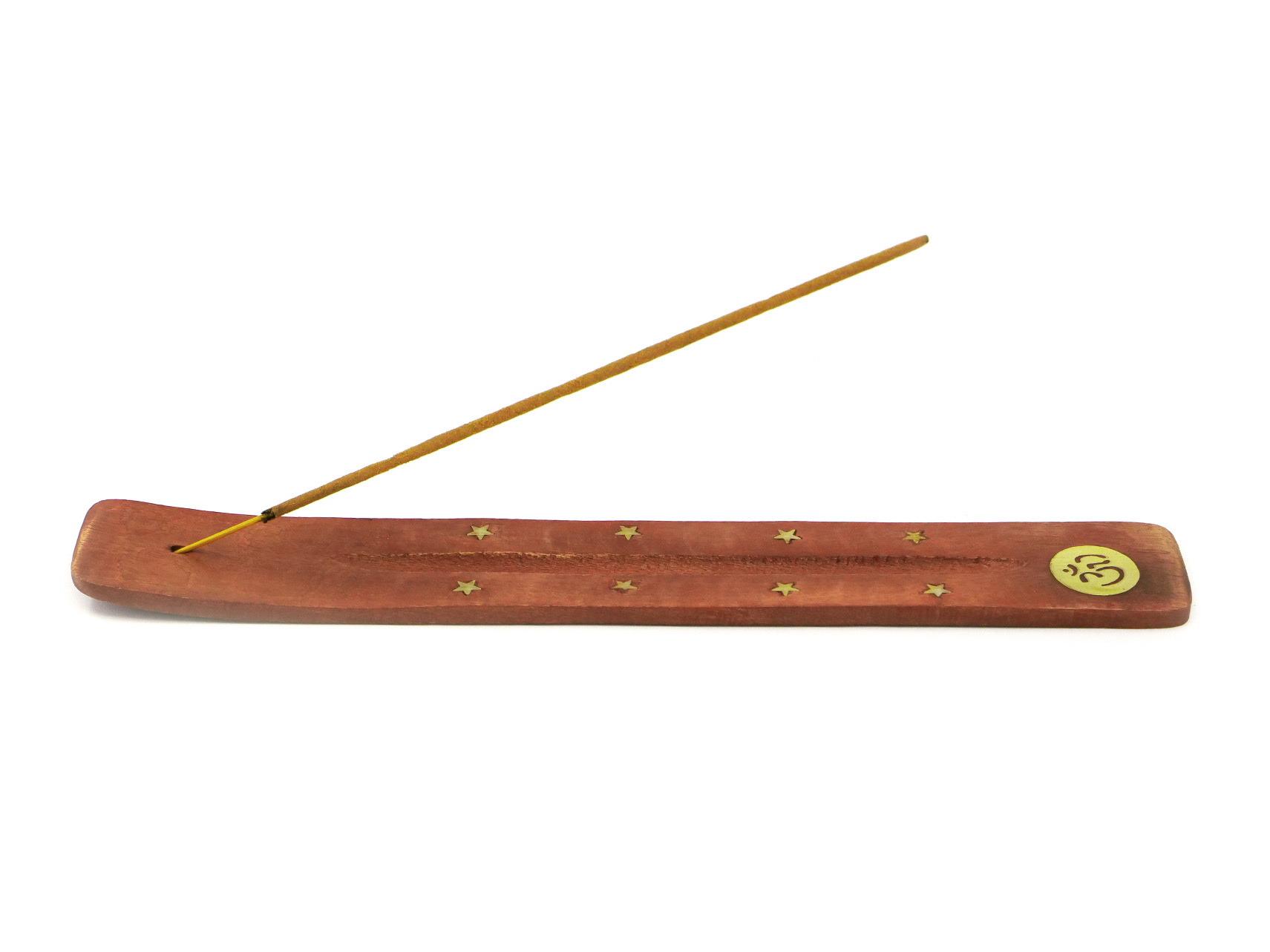 Porte-encens bois de manguier et laiton - Om